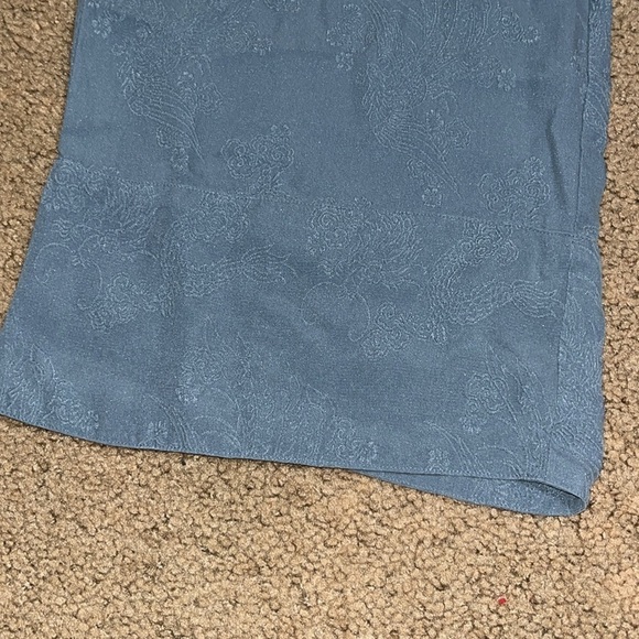 CITRON Silk Asian Floral Jacquard Wide Leg High Waist Crop Palazzo Pant Blue S - Picture 4 of 10